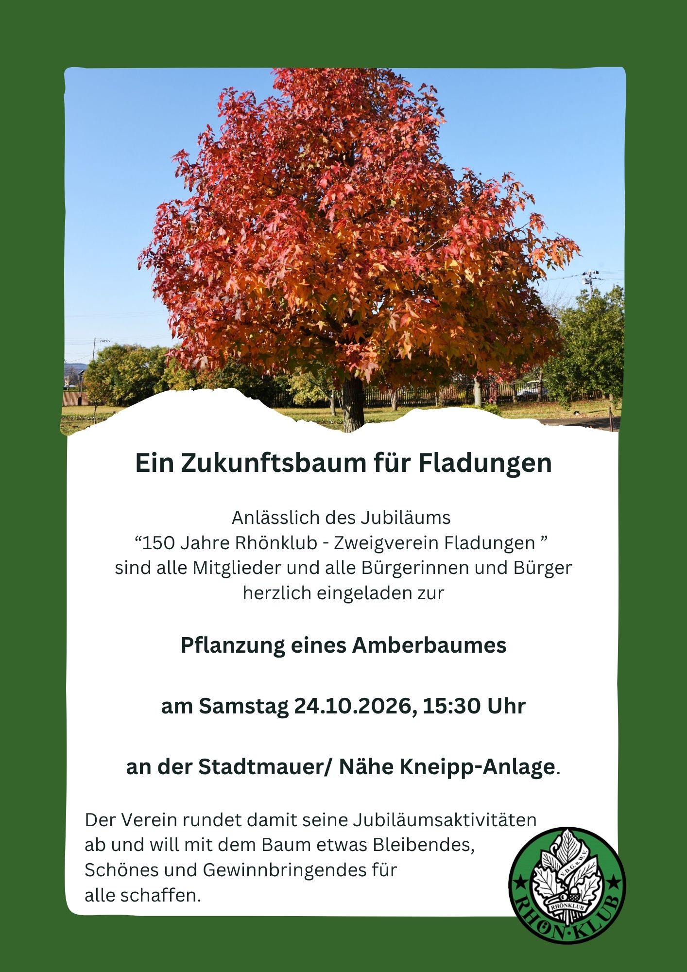 Samstag, 24. Oktober 2026: Ein Zukunftsbaum für Fladungen
